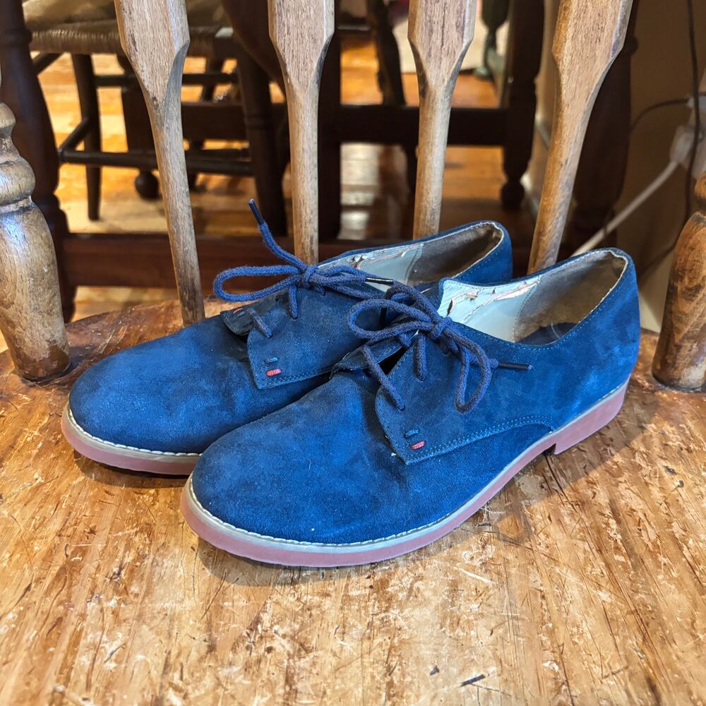 Tommy Hilfiger Navy Suede Lace Up Oxford, Women’s Size 7.5 Preppy & Comfortable